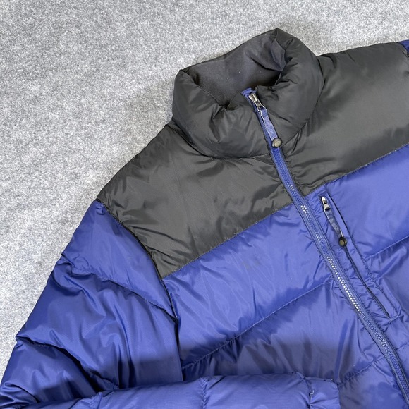 L.L.Bean Down Loft Jacket Mens XL Blue Black Puffer Goose Down Full Zip Winter